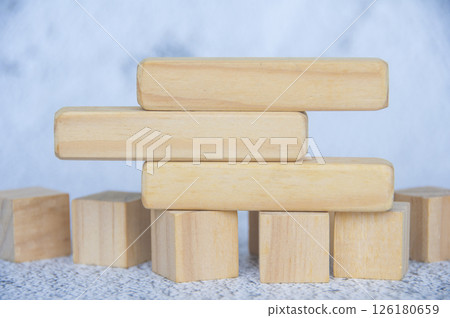 Wooden blocks with customizable space for text. Copy space concept Wooden blocks with customizable space for text. Copy space concept 126180659