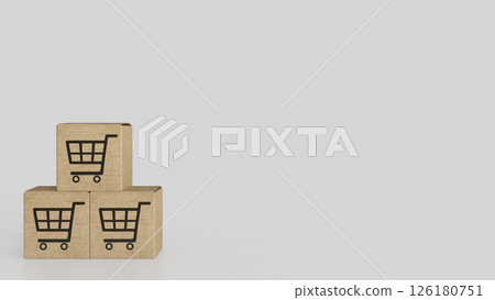 The Card Board and Shopping cart icon for Marketing concept 3d Rendering. The Card Board and Shopping cart icon for Marketing concept 3d Rendering. 126180751