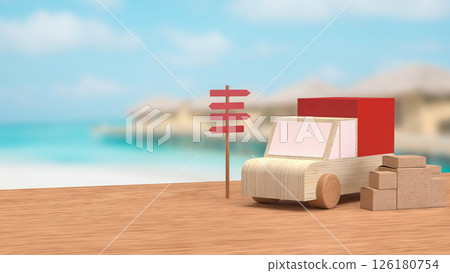The Cardboard box and van truck for transporting concept 3d rendering. The Cardboard box and van truck for transporting concept 3d rendering. 126180754