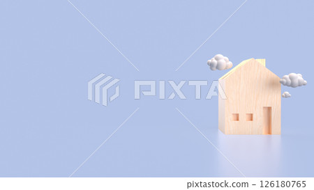 The Wood House and cloud for property concept 3d Rendering. 126180765