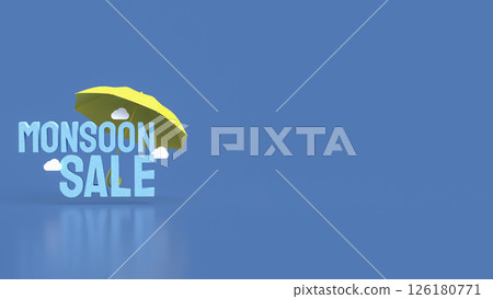 The Yellow umbrella for monsoon sale concept 3d Rendering. 126180771
