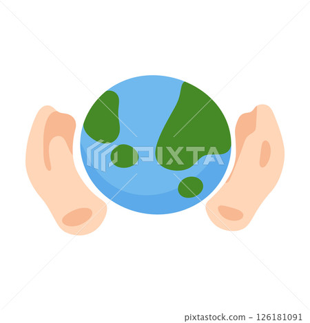 Hands Holding Earth Flat Illustration Hands Holding Earth Flat Illustration 126181091