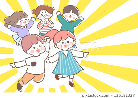 充滿希望的孩子的插圖,光線,集中的線條 充滿希望的孩子的插圖,光線,集中的線條 126181327