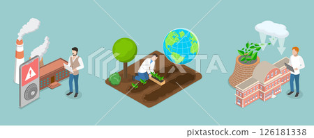 3D Isometric Flat Vector Illustration of Air Quality Awareness, Environment Protection Measures 126181338