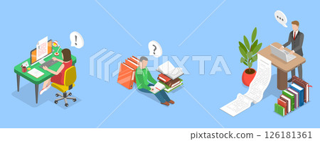 3D Isometric Flat Vector Illustration of Document Online Editing, Editorial Services 3D Isometric Flat Vector Illustration of Document Online Editing, Editorial Services 126181361