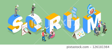 3D Isometric Flat Vector Illustration of Scrum Framework, Enhancing Team Efficiency 3D Isometric Flat Vector Illustration of Scrum Framework, Enhancing Team Efficiency 126181364