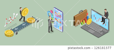 3D Isometric Flat Vector Illustration of Cryptocurrency Investment, Financial Literacy and Investment, Trading 3D Isometric Flat Vector Illustration of Cryptocurrency Investment, Financial Literacy and Investment, Trading 126181377