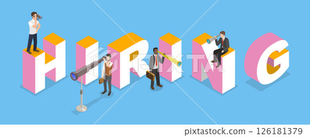 3D Isometric Flat Vector Illustration of AI HR, Robot Recruiters Scouting Talent For Job Opportunities 126181379