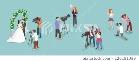 3D Isometric Flat Vector Illustration of Photo And Video Shooting, Paparazzi, Journalism Events 3D Isometric Flat Vector Illustration of Photo And Video Shooting, Paparazzi, Journalism Events 126181389