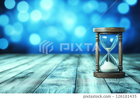 Time Running Through an Hourglass Measuring Countdown and Passing Deadline in Soft Light 126181435