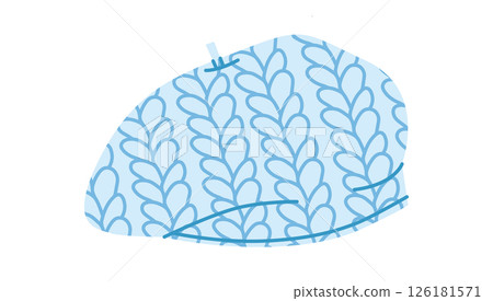 Knitted Beret Hat. Winter Head Fashion accessory cap clothing technical illustration. Vector headgear for Men 126181571
