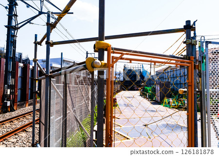 Railway viaduct construction and existing railroad crossings Around Higashimurayama Station, Tokyo 2025.04 a-2 High saturation contrast 126181878