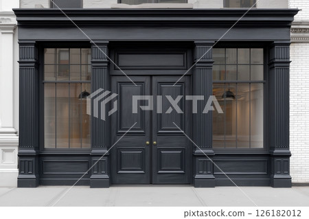 Realistic storefront mockup, local shop store glass window, small business commercial branding showcase Realistic storefront mockup, local shop store glass window, small business commercial branding showcase 126182012