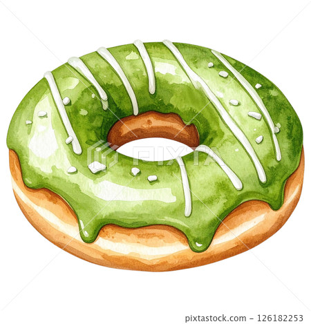 Watercolor Matcha Clipart Collection AI Generative 126182253