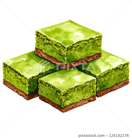 Watercolor Matcha Clipart Collection AI Generative 126182276