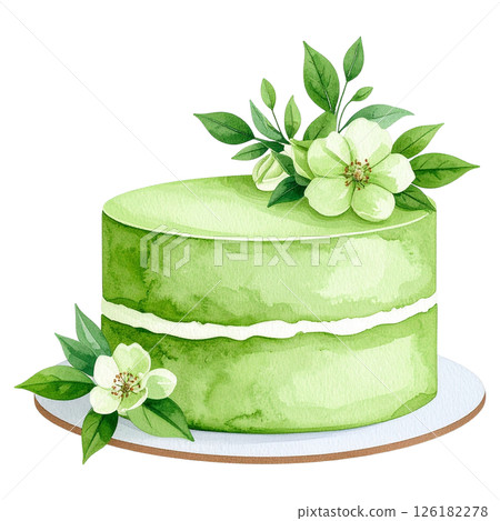 Watercolor Matcha Clipart Collection AI Generative 126182278