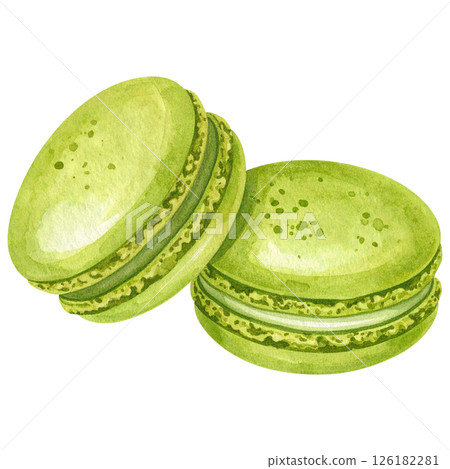 Watercolor Matcha Clipart Collection AI Generative 126182281