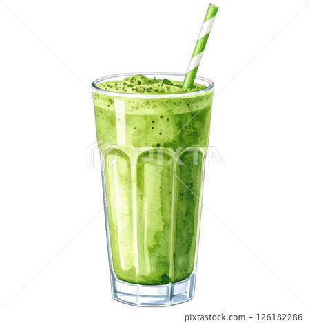 Watercolor Matcha Clipart Collection AI Generative 126182286