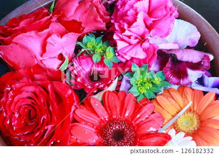 Flowers floating in water Flowers floating in water 126182332