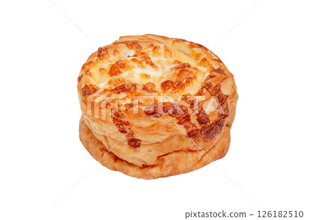 新鮮出爐的丹麥麵包，起司卷 [白色背景，剪貼畫] 126182510