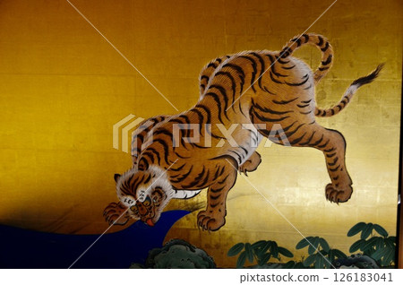 Fusuma painting "Bamboo Forest Leopard and Tiger" (Nagoya Castle, Honmaru Palace, Omoteshoin Ninoma/Nagoya City, Aichi Prefecture) 126183041