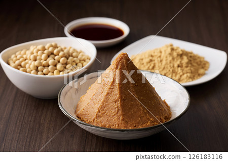 Fermented soybean foods such as miso and soy sauce 126183116