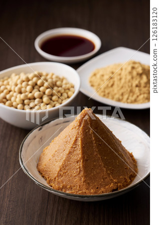 Fermented soybean foods such as miso and soy sauce Fermented soybean foods such as miso and soy sauce 126183120