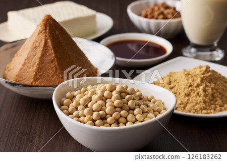 Fermented soybean foods such as miso and soy sauce 126183262