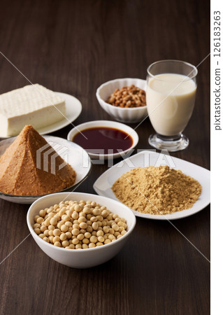 Fermented soybean foods such as miso and soy sauce 126183263