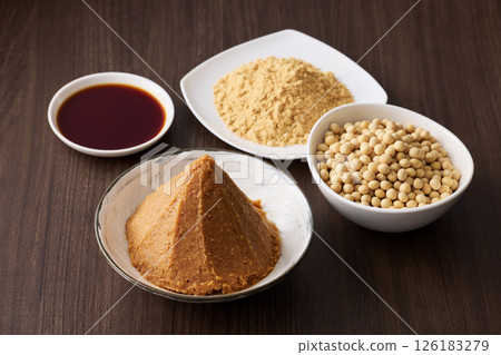 Fermented soybean foods such as miso and soy sauce 126183279