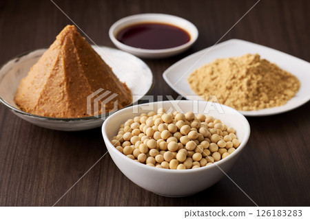 Fermented soybean foods such as miso and soy sauce 126183283