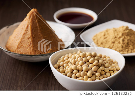 Fermented soybean foods such as miso and soy sauce 126183285