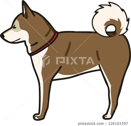 芝麻柴犬側面的簡單插圖 芝麻柴犬側面的簡單插圖 126183397