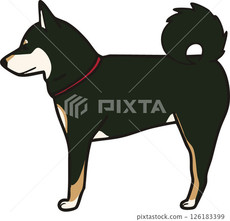 黑色柴犬側面的簡單插圖 黑色柴犬側面的簡單插圖 126183399
