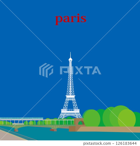Eiffel Tower Tour Eiffel Seine River La Seine Paris France Spring scenery 126183644