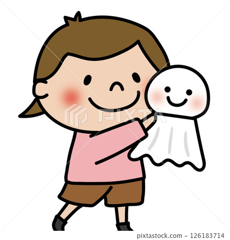 Child (girl 1) holding a large Teru Teru Bouzu 126183714