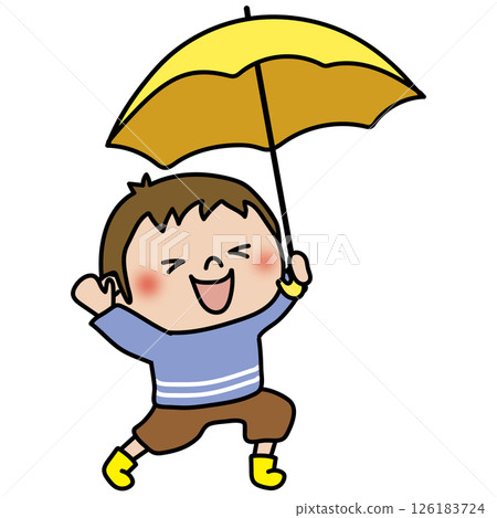 孩子打傘玩耍(男孩 1) 孩子打傘玩耍(男孩 1) 126183724
