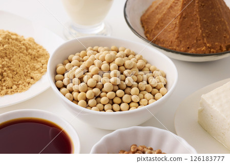 Fermented soybean foods such as miso and soy sauce 126183777