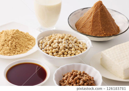 Fermented soybean foods such as miso and soy sauce 126183781