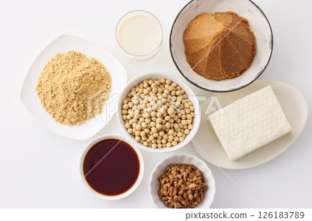 Fermented soybean foods such as miso and soy sauce 126183789