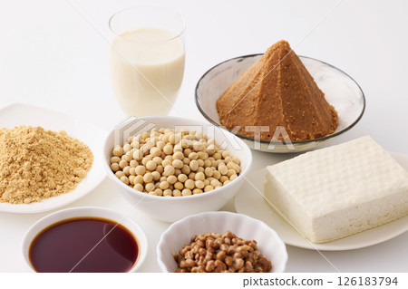 Fermented soybean foods such as miso and soy sauce 126183794