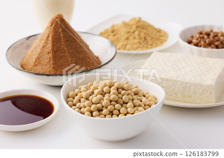 Fermented soybean foods such as miso and soy sauce 126183799