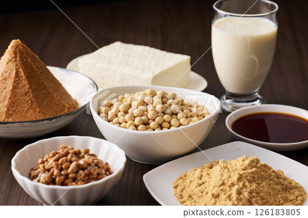Fermented soybean foods such as miso and soy sauce 126183805