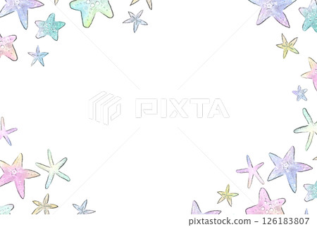 Colorful and cute pastel colored starfish background frame 126183807