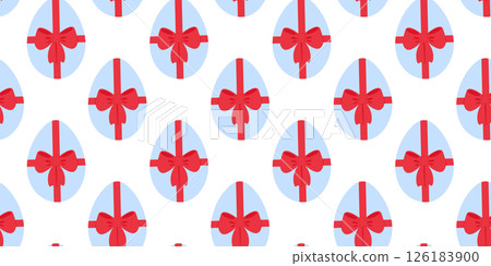 Blue Colored Easter Eggs tied ribbon bow Seamless Pattern Easter Greeting Backdrop or Wallpaper idea Blue Colored Easter Eggs tied ribbon bow Seamless Pattern Easter Greeting Backdrop or Wallpaper idea 126183900