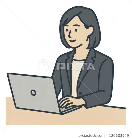 穿著西裝操作電腦的女人 126183949
