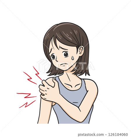 Woman cartoon have shoulder pain suffering 126184060