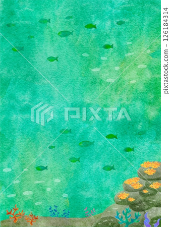 Watercolor underwater background nature sea illustration Watercolor underwater background nature sea illustration 126184314