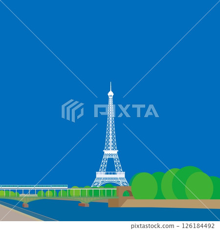 艾菲爾鐵塔之旅艾菲爾塞納河比爾阿克姆橋巴黎法國春天風景 126184492