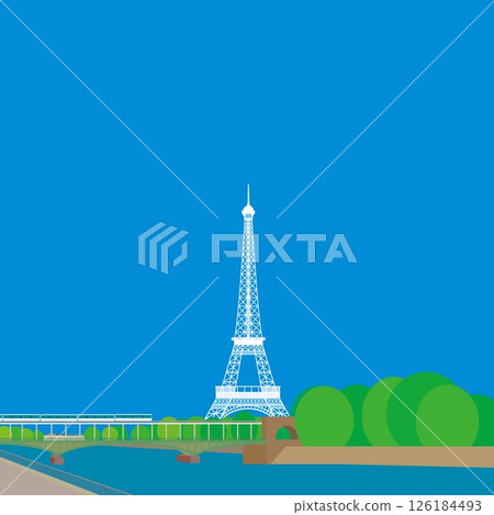 艾菲爾鐵塔之旅艾菲爾塞納河比爾阿克姆橋巴黎法國春天風景 126184493